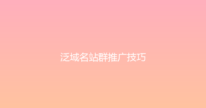泛域名站群推广技巧 封面图