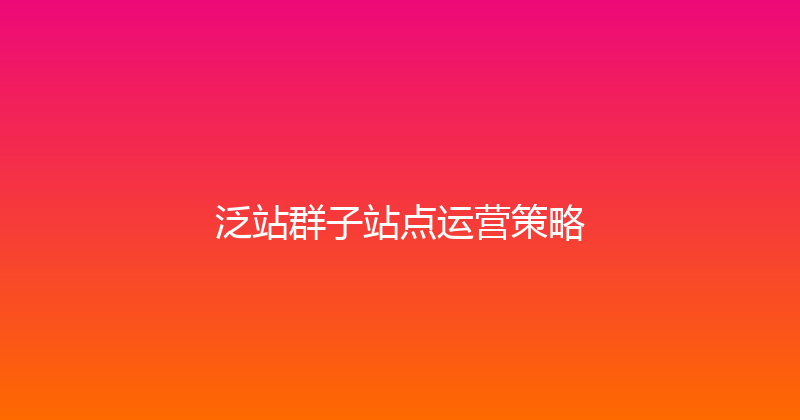 泛站群子站点运营策略 封面图