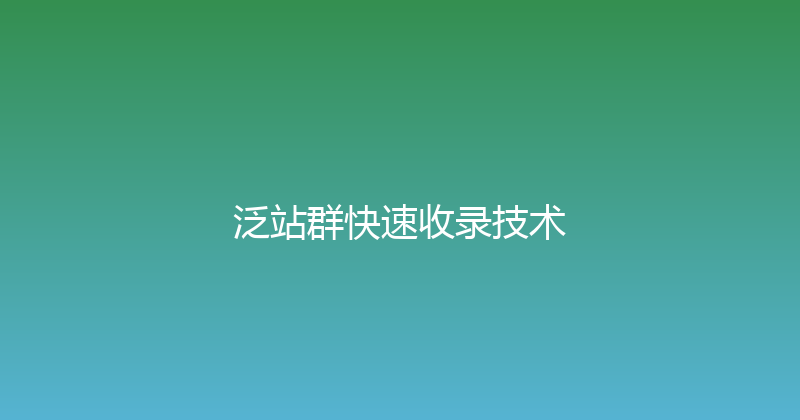 泛站群快速收录技术 封面图