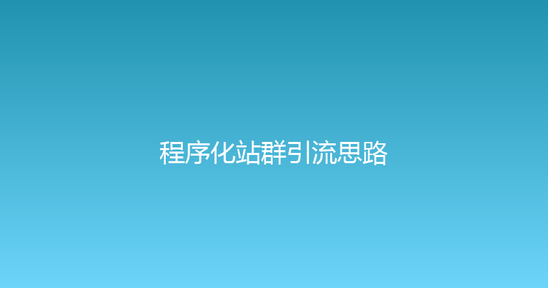 程序化站群引流思路 封面图