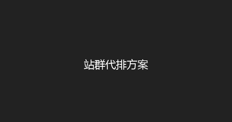 站群代排方案 封面图
