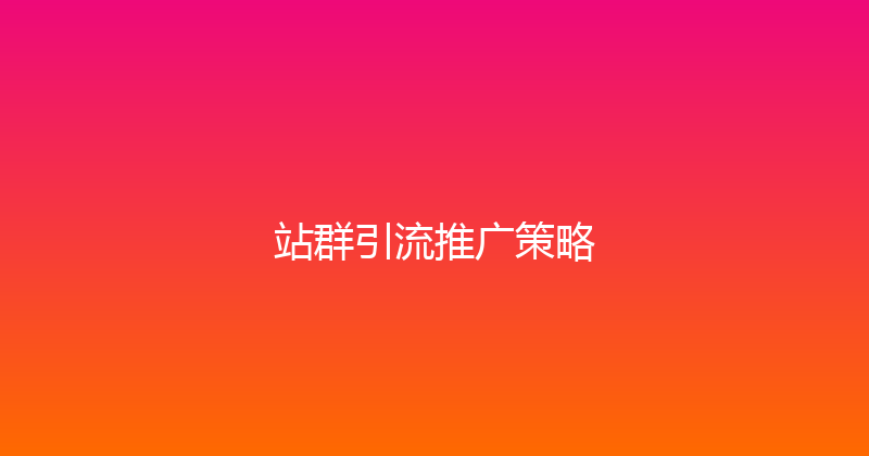 站群引流推广策略 封面图