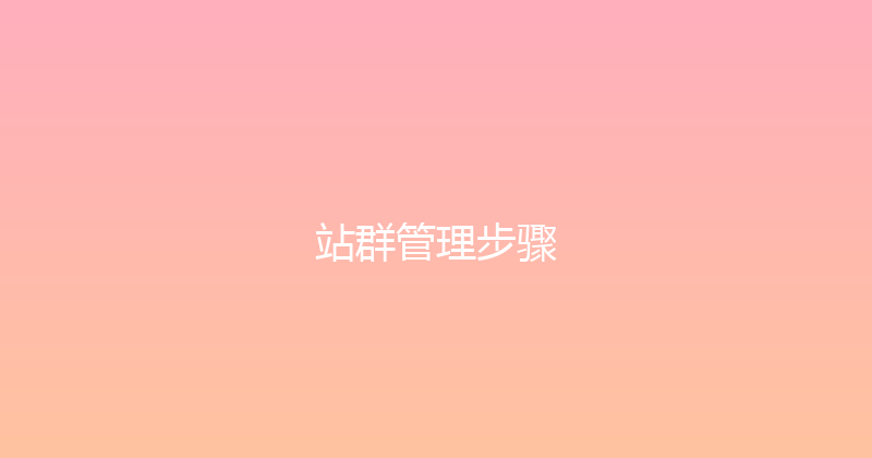 站群管理步骤 封面图