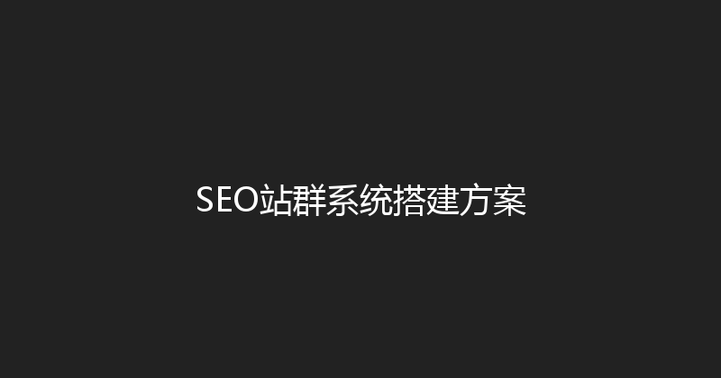 SEO站群系统搭建方案 封面图